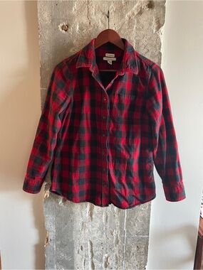 L.L. Bean Red and Black Buffalo Plaid Shirt - Slightly Fitted